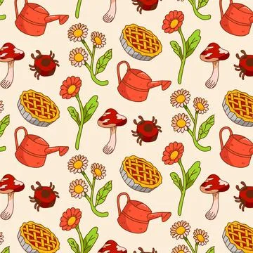 Cottagecore pattern illustration Stock Illustration