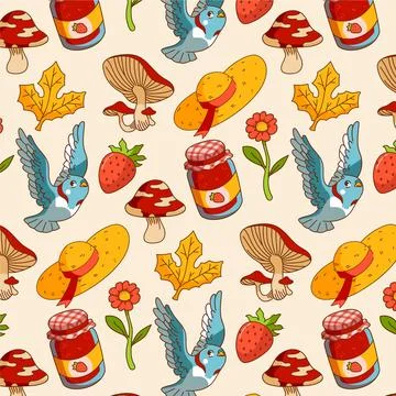 Cottagecore pattern illustration Stock Illustration