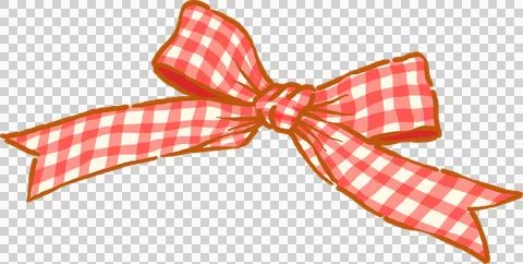 Cottagecore Red and White Mini Gingham Ribbon Bow Whimsical Hand Drawn. Иллюстрация