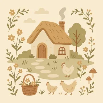 Cottagecore Theme Style Set Illustration Vector Template Stock Illustration