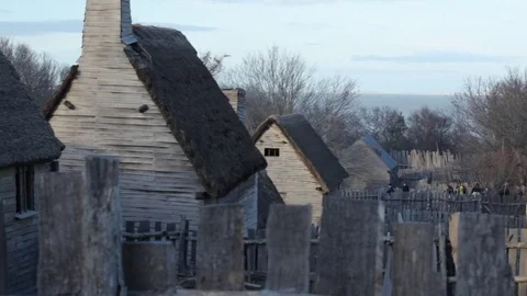 Cottages with distant sea Stock Footage 73745066