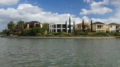 Cottages on a lake Stock Footage 10807044