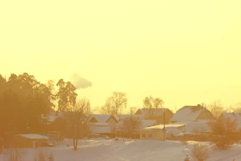 Cottages in winter Foto stock