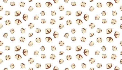 Cotton ball seamless pattern for fabric design. Stock Illustration