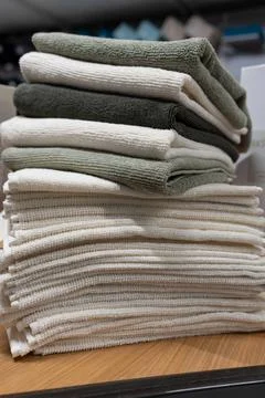 Cotton Bath Bath Towels stack up. Stock Photos