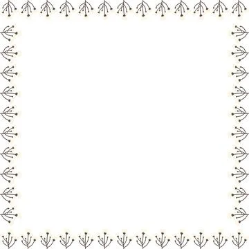 Cotton branch empty frame. Simple plant Thanksgiving template. Frame with e.. Stock Illustration