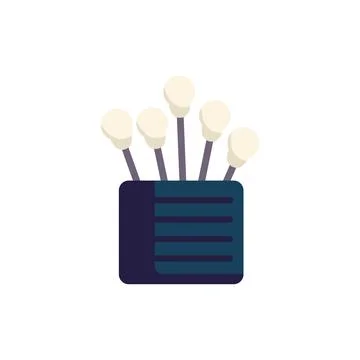 Cotton buds inside a blue box on white background Illustrazione stock