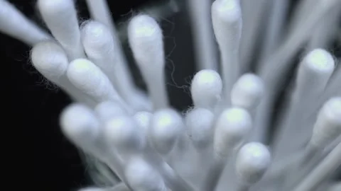 Cotton Buds Macro Tips Rotation Stock-Footage 134658757