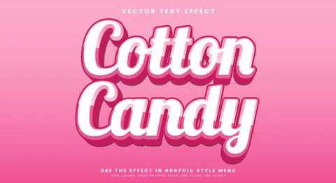 Cotton Candy 3d editable text effect Template Illustrazione stock