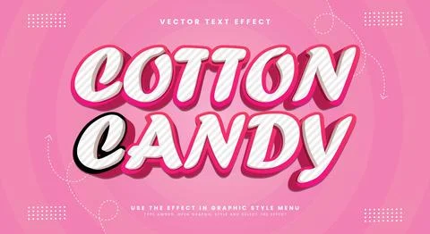 Cotton Candy 3d editable text effect template Stock Illustration