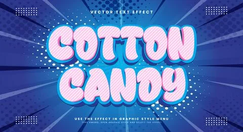 Cotton candy 3d editable text effect Illustrazione stock