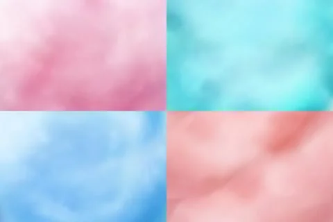Cotton candy backgrounds. Realistic candyfloss sweet dessert vector textures Stock Illustration