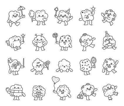 Cotton candy character set Stock Illustration