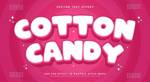 Cotton Candy Cute Style editable text effect Stock Illustration
