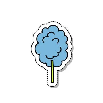 Cotton candy doodle icon, vector sticker illustration Stock Illustration