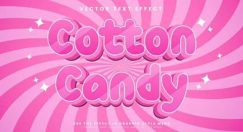 Cotton Candy editable text effect Template Stock Illustration