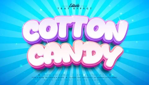 Cotton Candy Editable Text Effect Graphic Style Design with 3d Typography Let Stock Illustration
