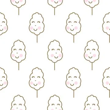 Cotton candy fun fluffy seamless vector pattern. Stock Illustration