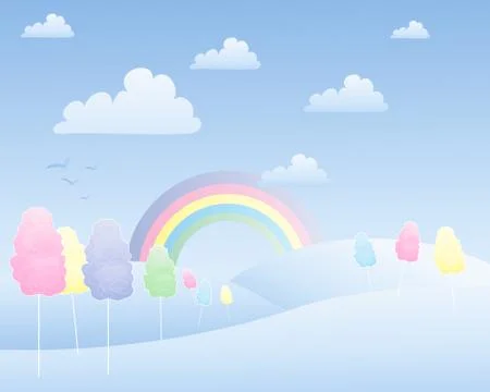 Cotton candy landscape Stock Illustration