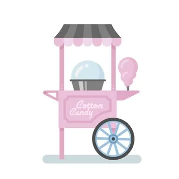 Cotton candy machine flat illustration Stock Illustration