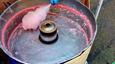 Cotton Candy Machine - Spinning Cotton Candy On Stick In Cesis, Latvia. - high Stock Footage 316365275