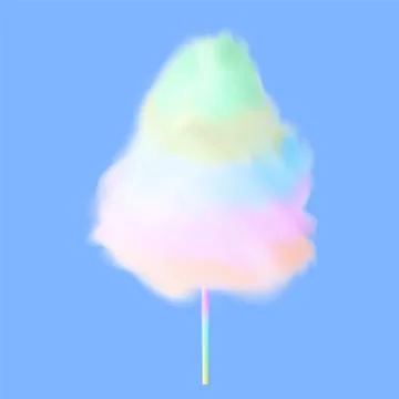 Cotton candy. Rainbow sugar clouds. Realistic 3d  icon. Stock Illustration