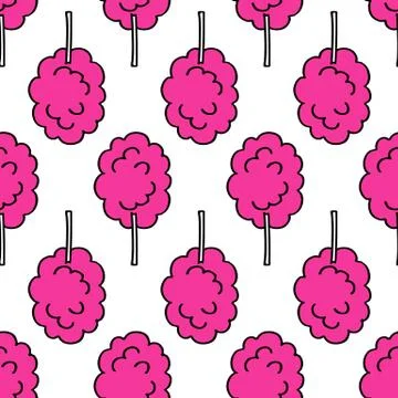 Cotton candy seamless doodle pattern, vector illustration Stock Illustration