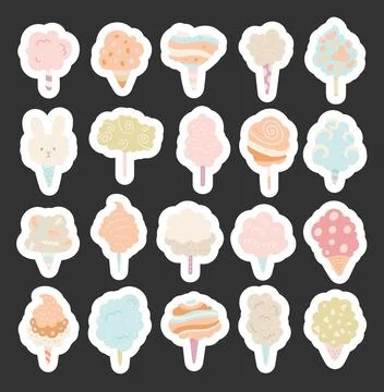 Cotton candy set in scandinavian style Stock Illustration