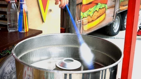 Cotton candy on a stick Stock Footage 107571458