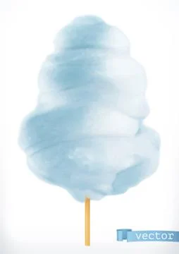 Cotton candy. Sugar clouds. 3d vector icon. Realistic illustration Stock Illustration