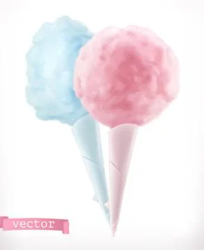 Cotton candy. Sugar clouds. 3d realistic vector icon Stock Illustration
