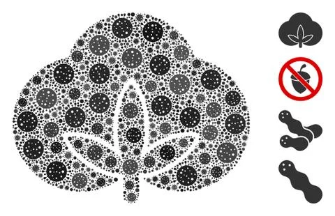 Cotton Collage of Covid Virus Elements 库存插图