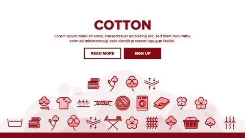 Cotton Fabric Landing Header Vector Stockillustratie