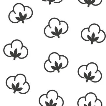 Cotton Flower Icon Seamless Pattern, Cotton Ball, Cotton Fiber Seamless Patte Stock Illustration