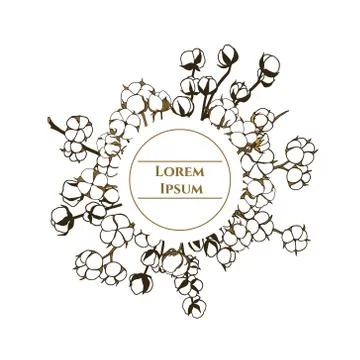 Cotton flowers emblem Stock Illustration