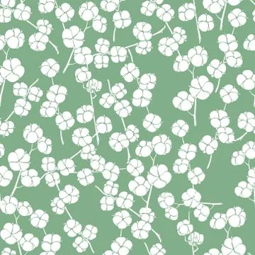 Cotton flowers pattern Stock Illustration