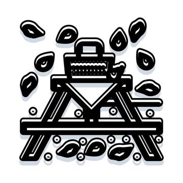 Cotton gin machine separating seeds from fiber Stock Illustration