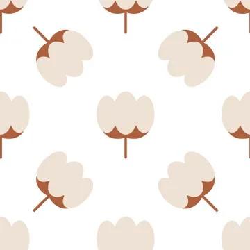 Cotton icon isolated seamless pattern on white background. Cotton flowers icon Stock Illustration