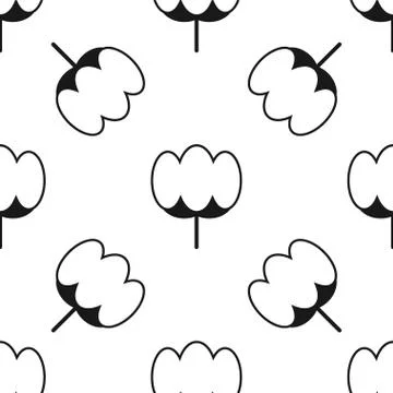 Cotton icon isolated seamless pattern on white background. Cotton flowers icon Illustrazione stock