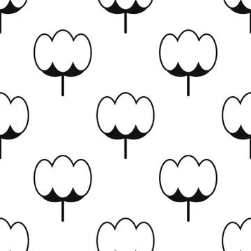 Cotton icon isolated seamless pattern on white background. Cotton flowers icon Stock Illustration