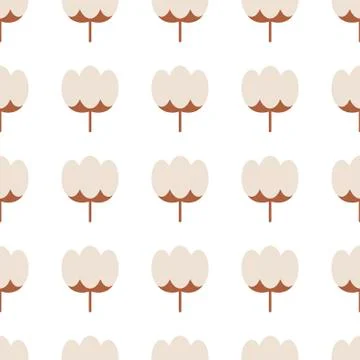 Cotton icon isolated seamless pattern on white background. Cotton flowers icon Stock Illustration