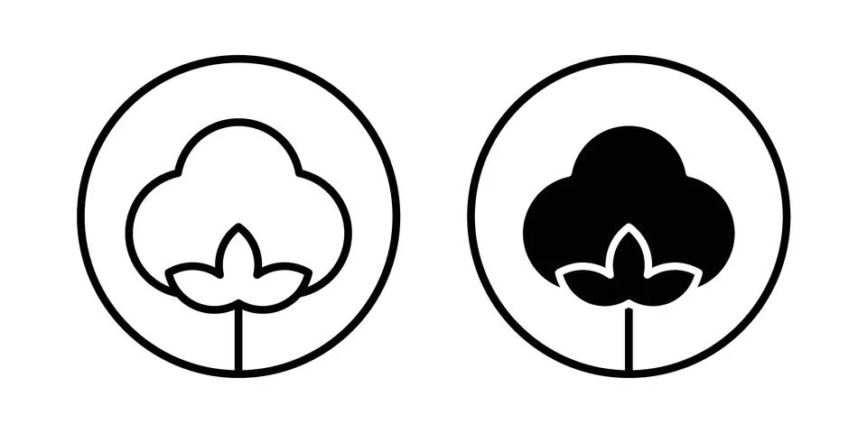 Cotton icon linear versions pack on white background Stock Illustration