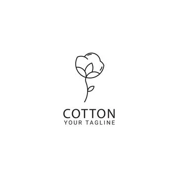 Cotton logo vector mono line premium Stock Illustration
