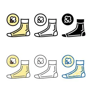 Cotton material set sock color icon vector isolated Stock Illustration