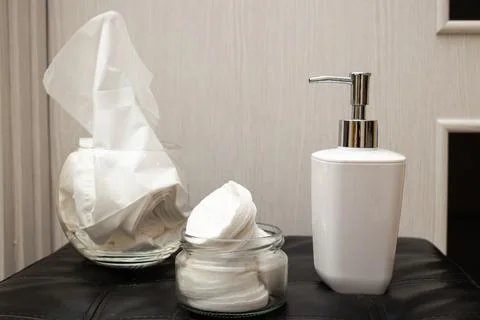 Cotton pads in a jar Stock Photos