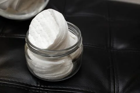 Cotton pads in a jar Stock Photos