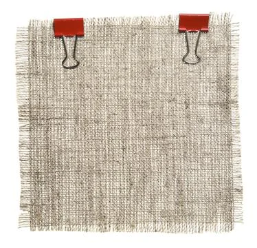 Cotton Patch With Red Clips Isolated On White Background. Ready for your message Stock Photos