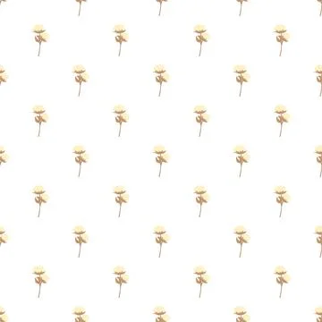 Cotton plant blossom pattern repeating on white background Illustrazione stock