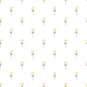 Cotton plant boll seamless pattern on white background Stock Illustration