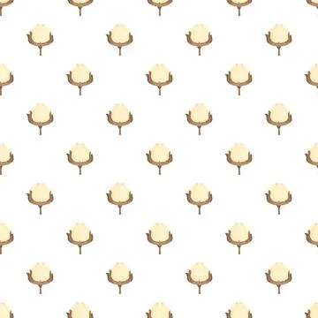 Cotton plant buds seamless pattern repeating background 스톡 일러스트